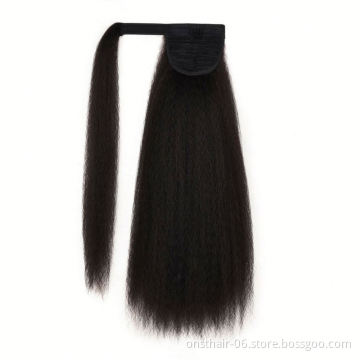 MYZYR 22INCH long clip in p onytail hair extension wrap around p onytail synthetic fake p ony tail hairpiece for women